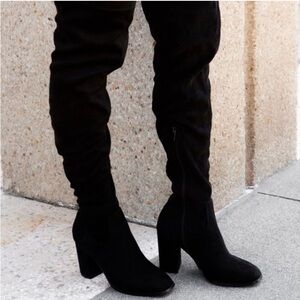 Black Over knee suede boots